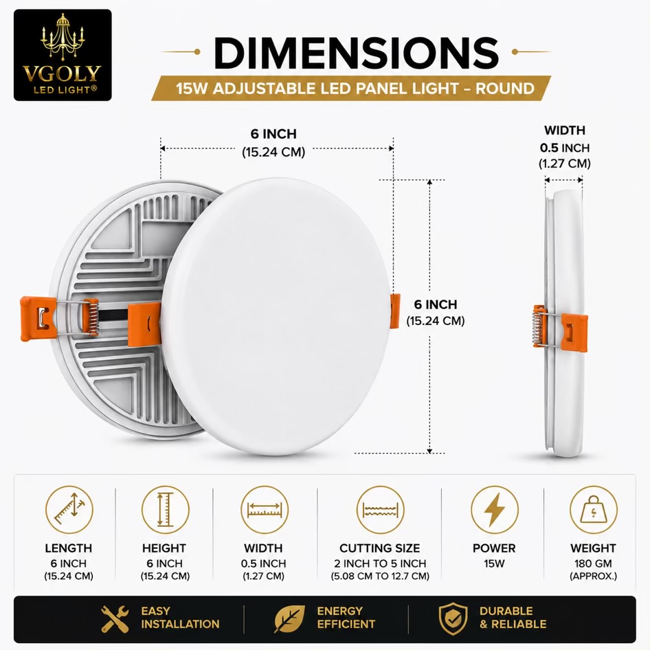 “15W Slim Adjustable LED Panel – Round”
