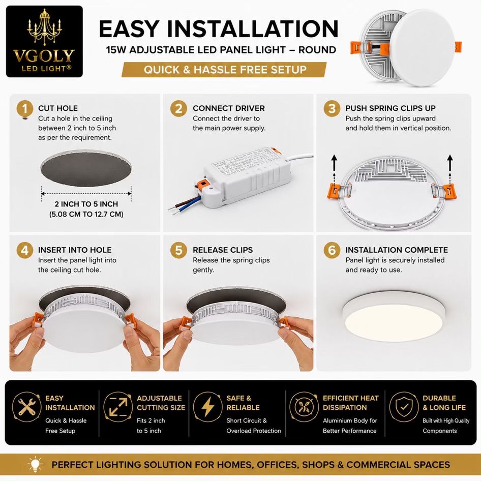 “15W Slim Adjustable LED Panel – Round”