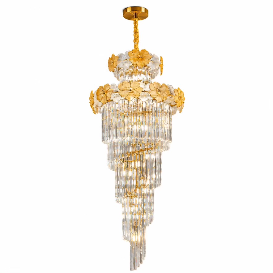 Gold Crystal Duplex Chandelier