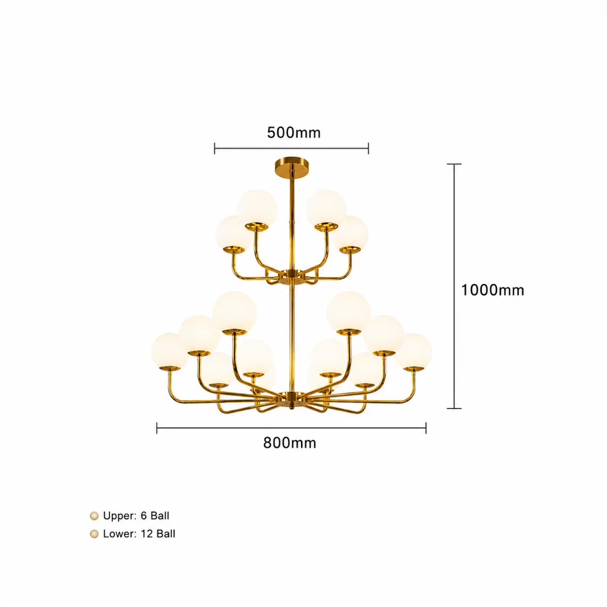 VGOLY Modern Gold Chandelier 18 Ball