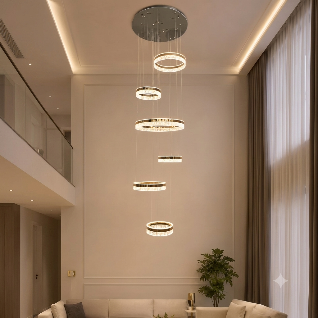 6 Ring LED Pendant Chandelier