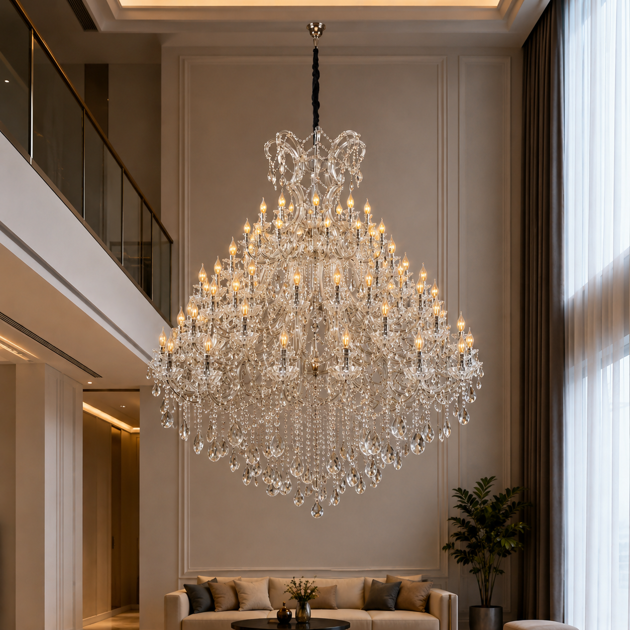 VGOLY 48 Light Crystal Duplex Chandelier