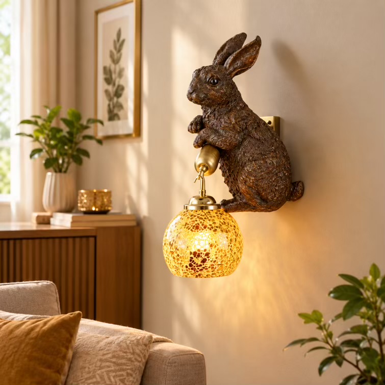 VGOLY Rabbit Wall Light With Glass Globe
