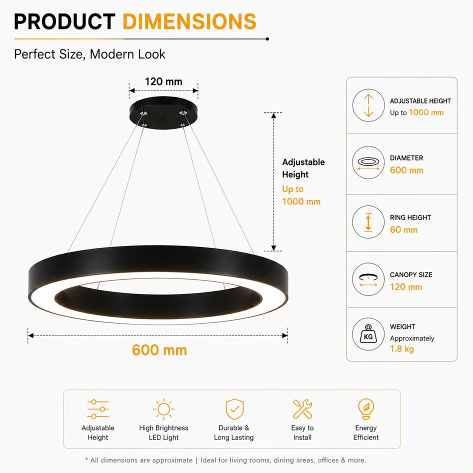 LED Hanging Light For Office & Gym