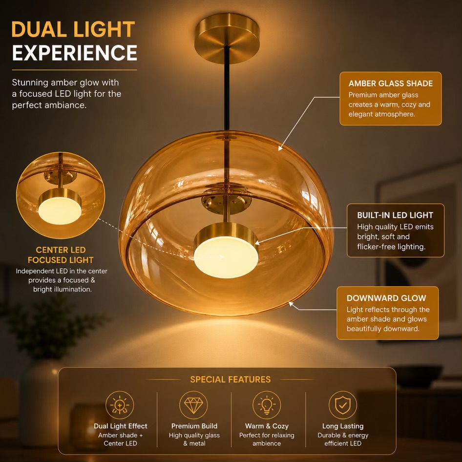 Amber Glass Pendant Light