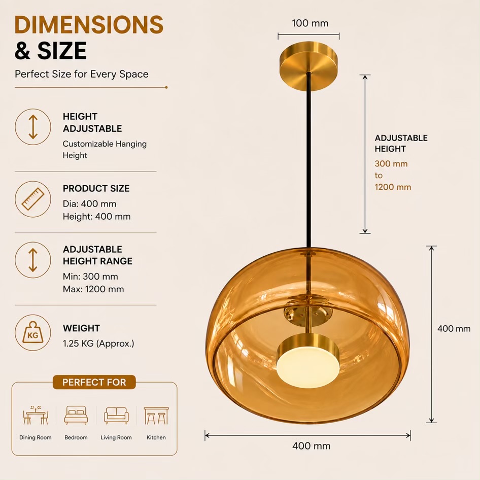Amber Glass Pendant Light