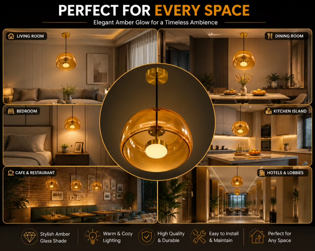 Amber Glass Pendant Light