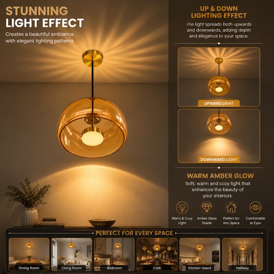 Amber Glass Pendant Light
