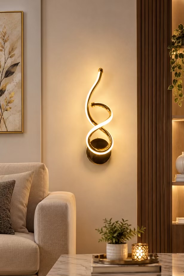 Luxury Golden Spiral Curve Designer Wall Light